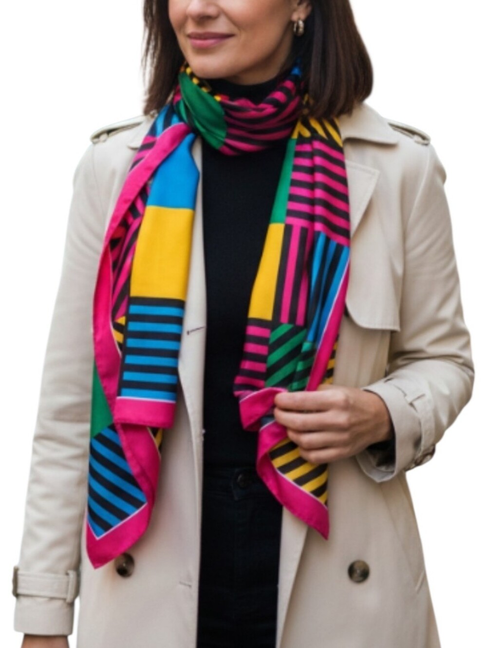 vintage geometric colorblock square scarf made in italy (as is ) 26×26